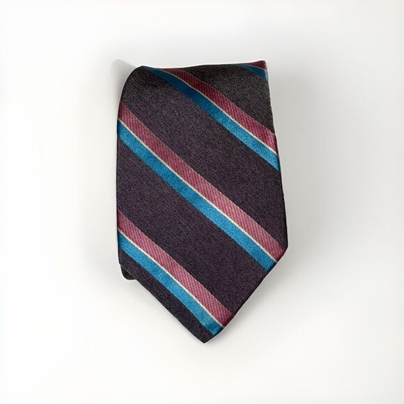 Robert Graham X 100% Silk Men's Necktie Purple Striped 60" Made in USA - Picture 1 of 8